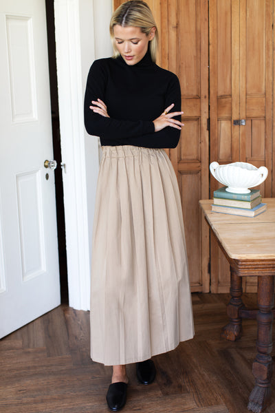 Soft Pleated Maxi Skirt - Umber