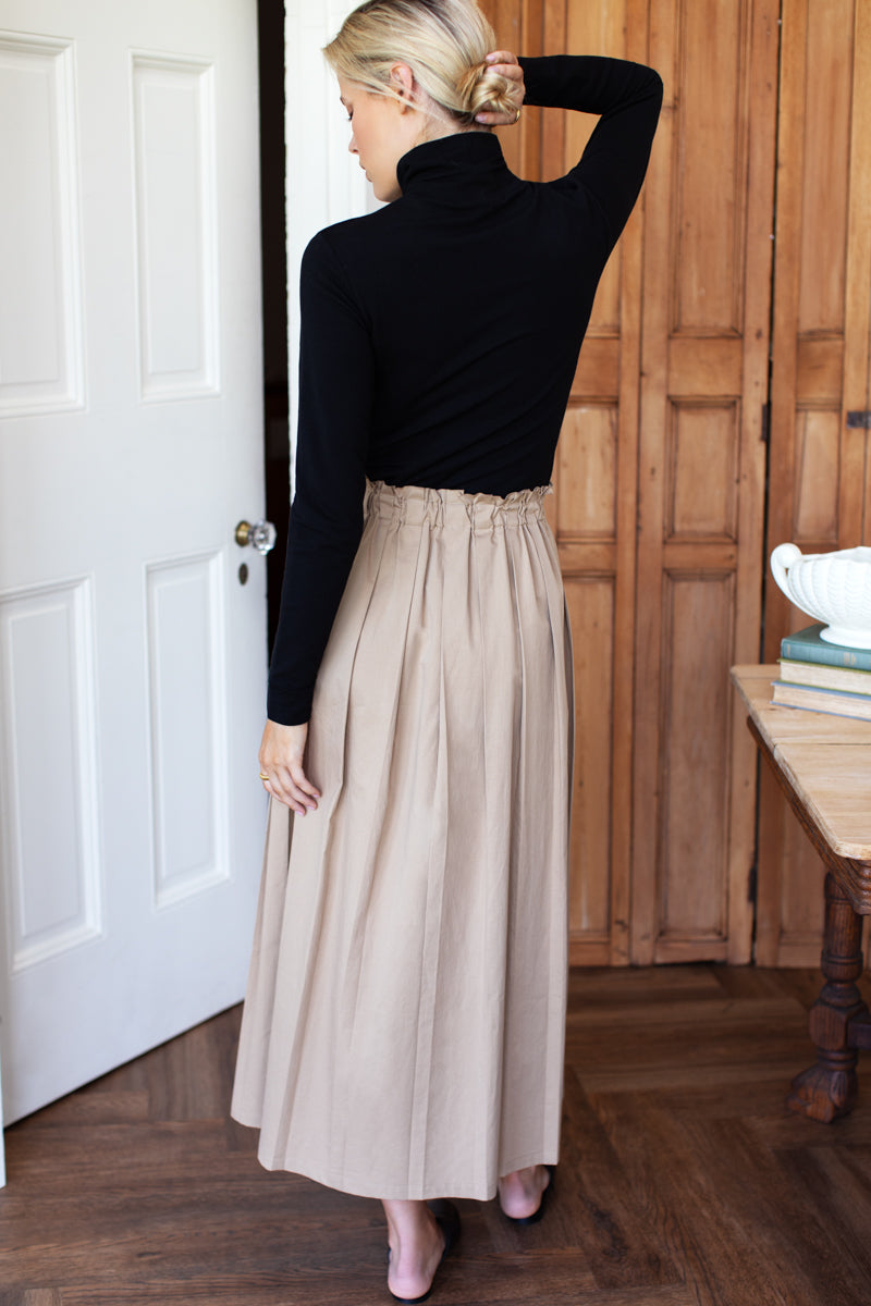 Soft Pleated Maxi Skirt - Umber