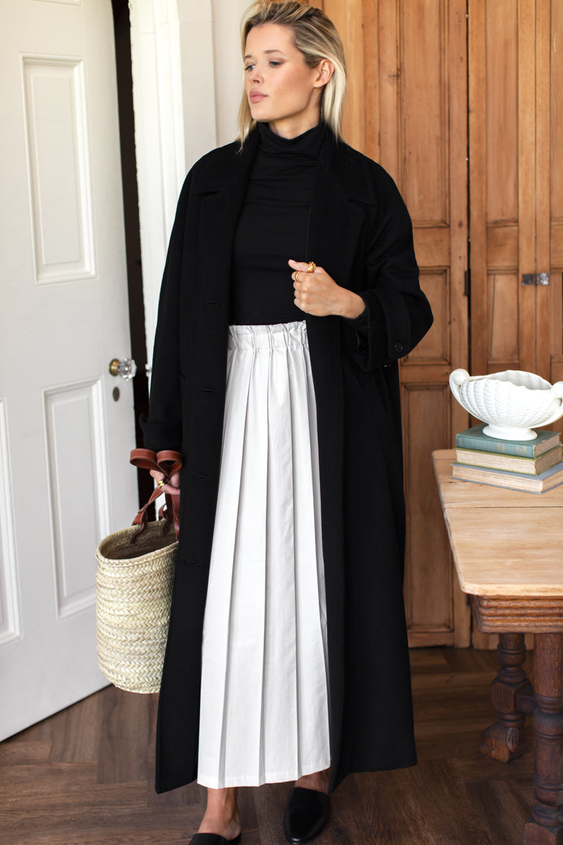 Soft Pleated Maxi Skirt - White Swan