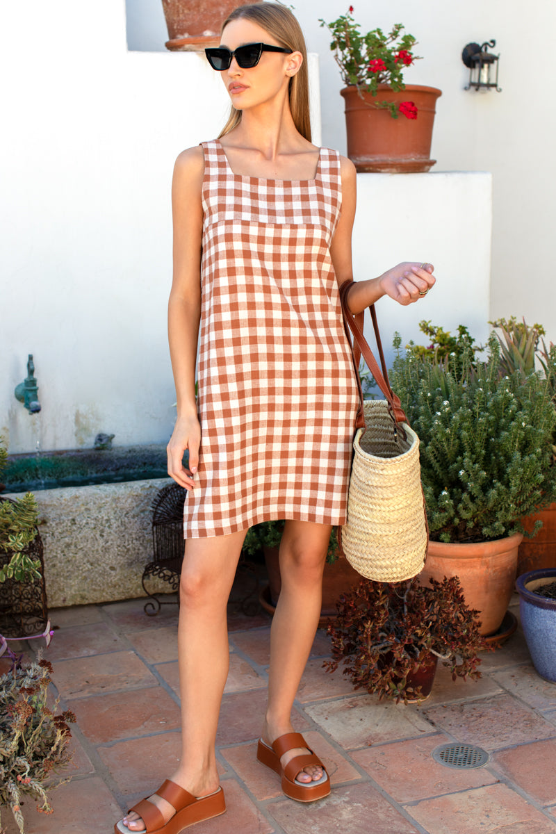 Studio Shift Dress - Handloom Gingham Rust