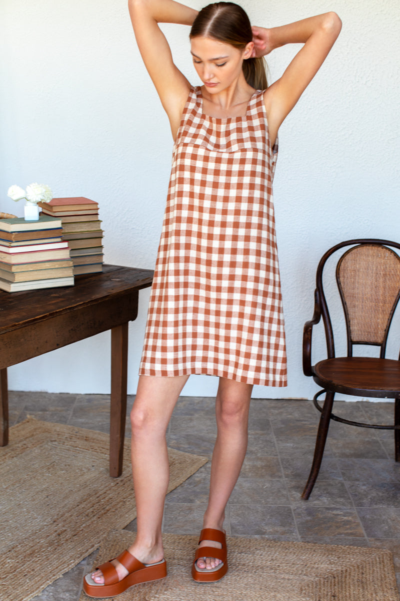 Studio Shift Dress - Handloom Gingham Rust