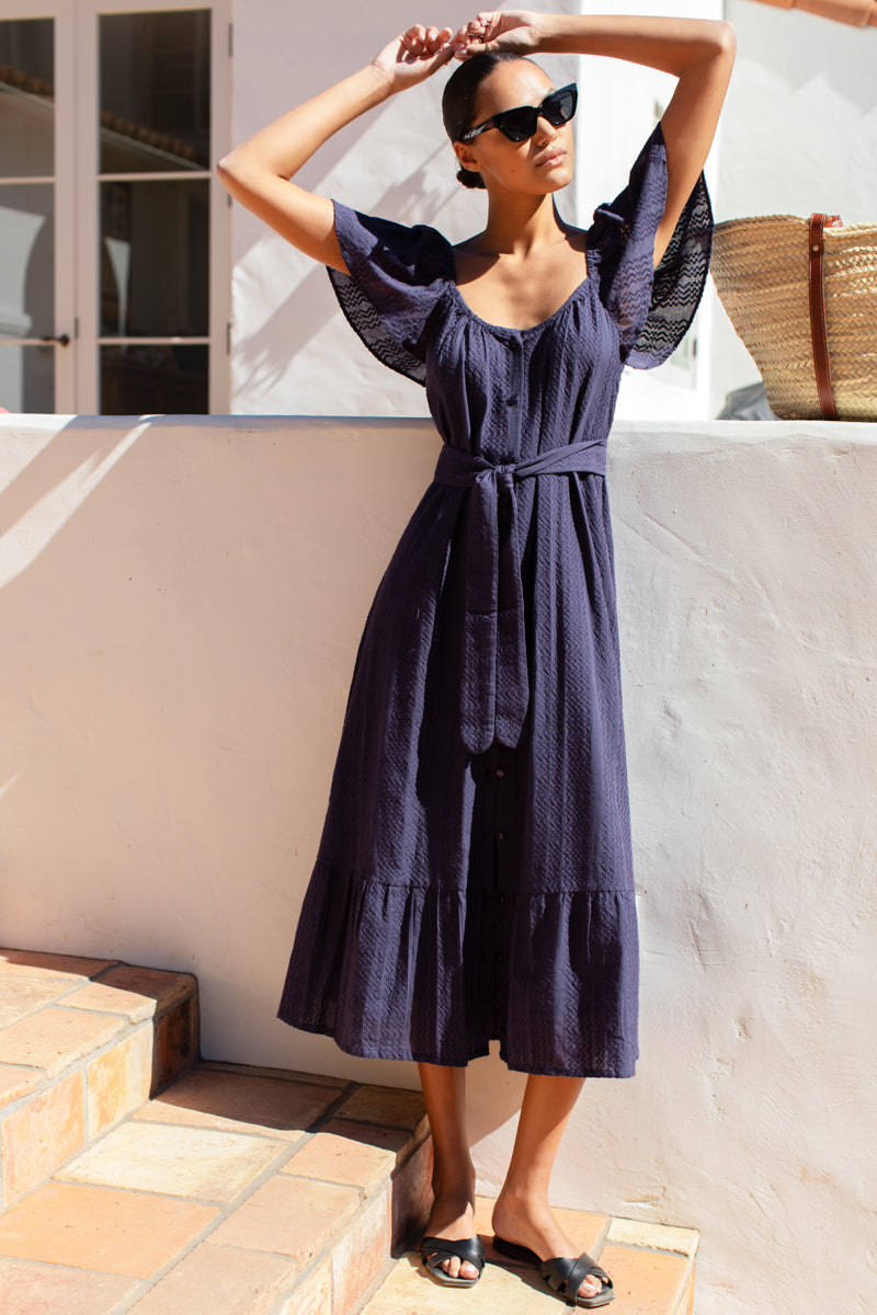 Tasha Button Sundress - Maritime Blue