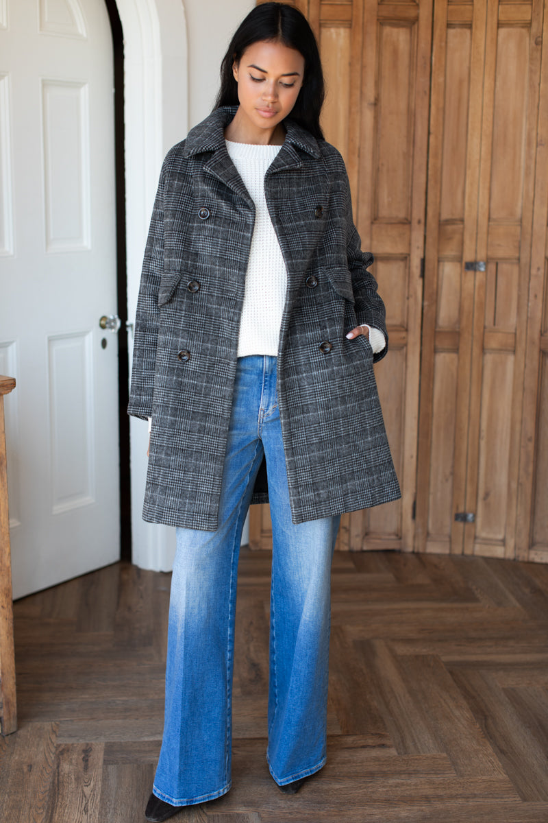 Thomas Coat - Stewart Plaid Charcoal Wool