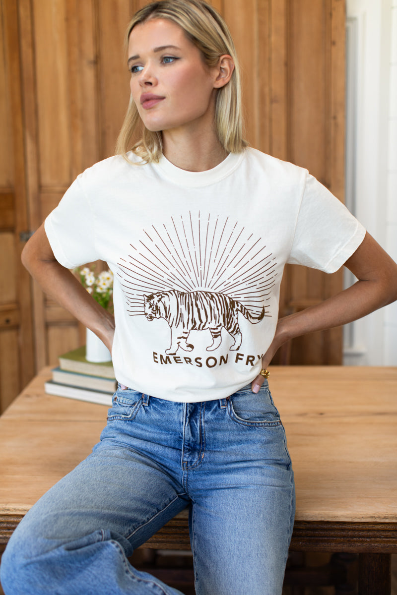 Tiger Tee - Ivory + Cocoa Ink