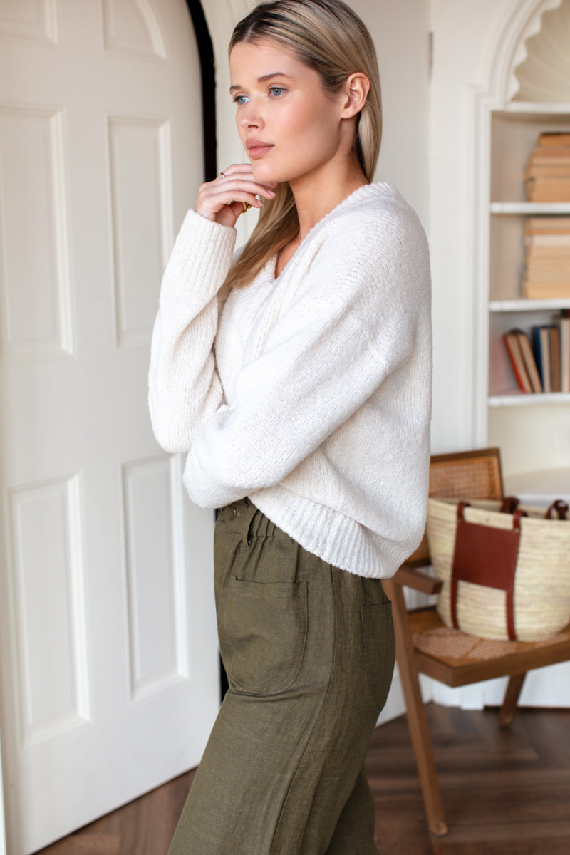 Tulip Wide Leg Pant - Martini Olive Linen