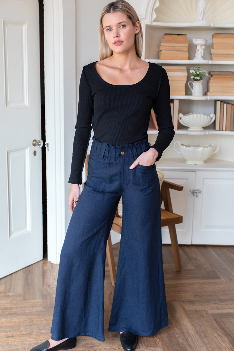 Tulip Wide Leg Pants - Midnight