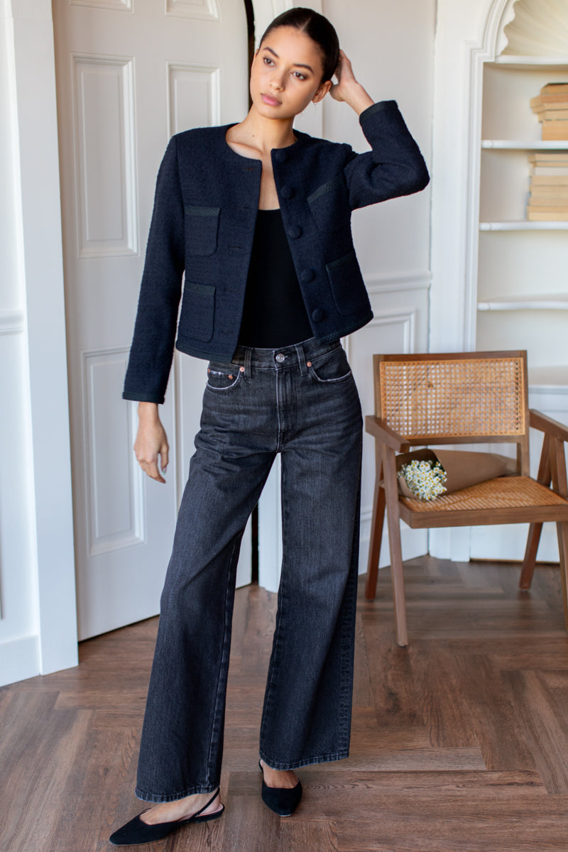 Slingback Flat - Black Suede