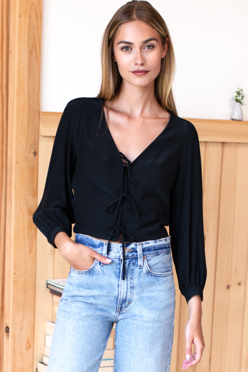 V-Tie Top - Black