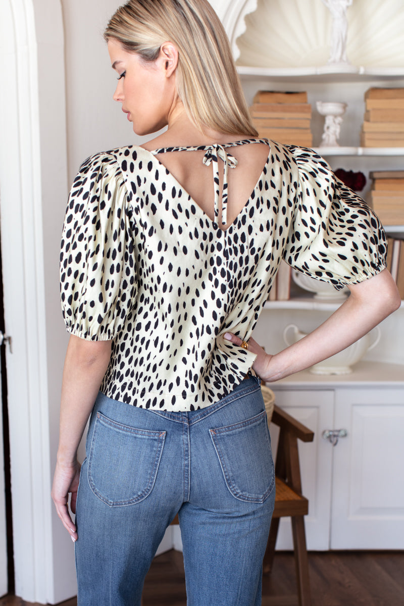 V Top - Leopard Stretch Linen