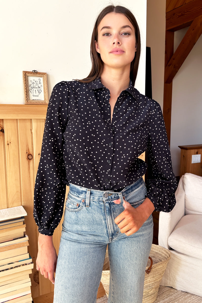 Frankie Blouse - Forget Me Nots Black