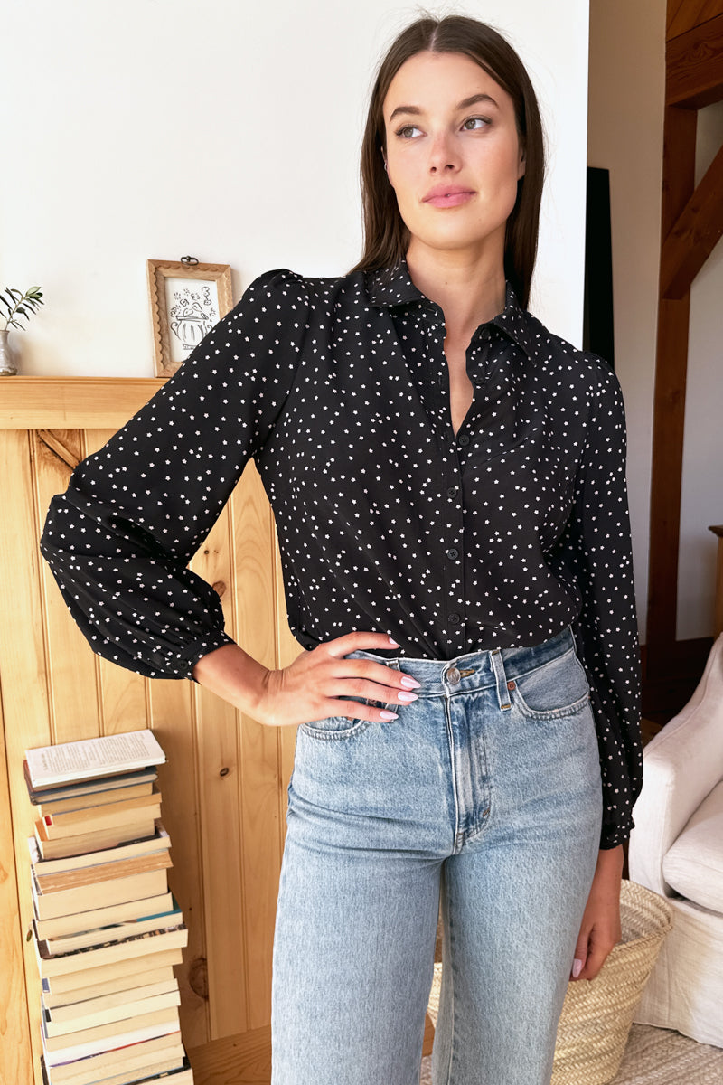 Frankie Blouse - Forget Me Nots Black