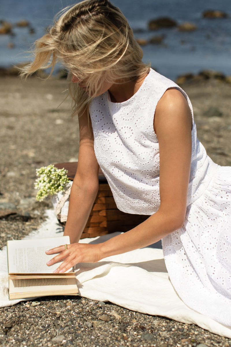 Wide Hem Skirt - Salt Eyelet
