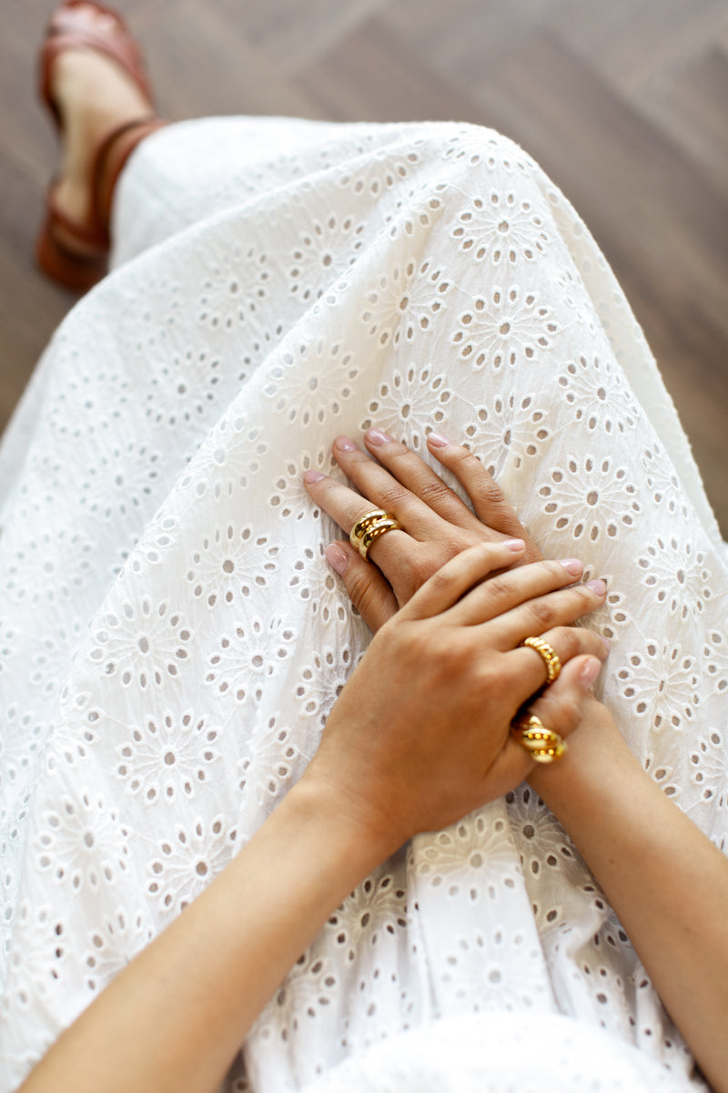 Wide Hem Skirt - Salt Eyelet