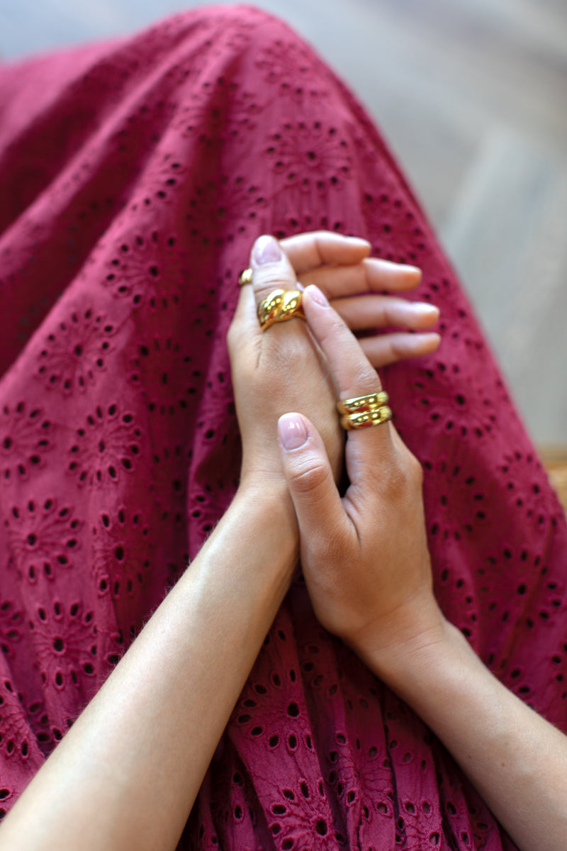 Wide Hem Skirt - Rouge Eyelet