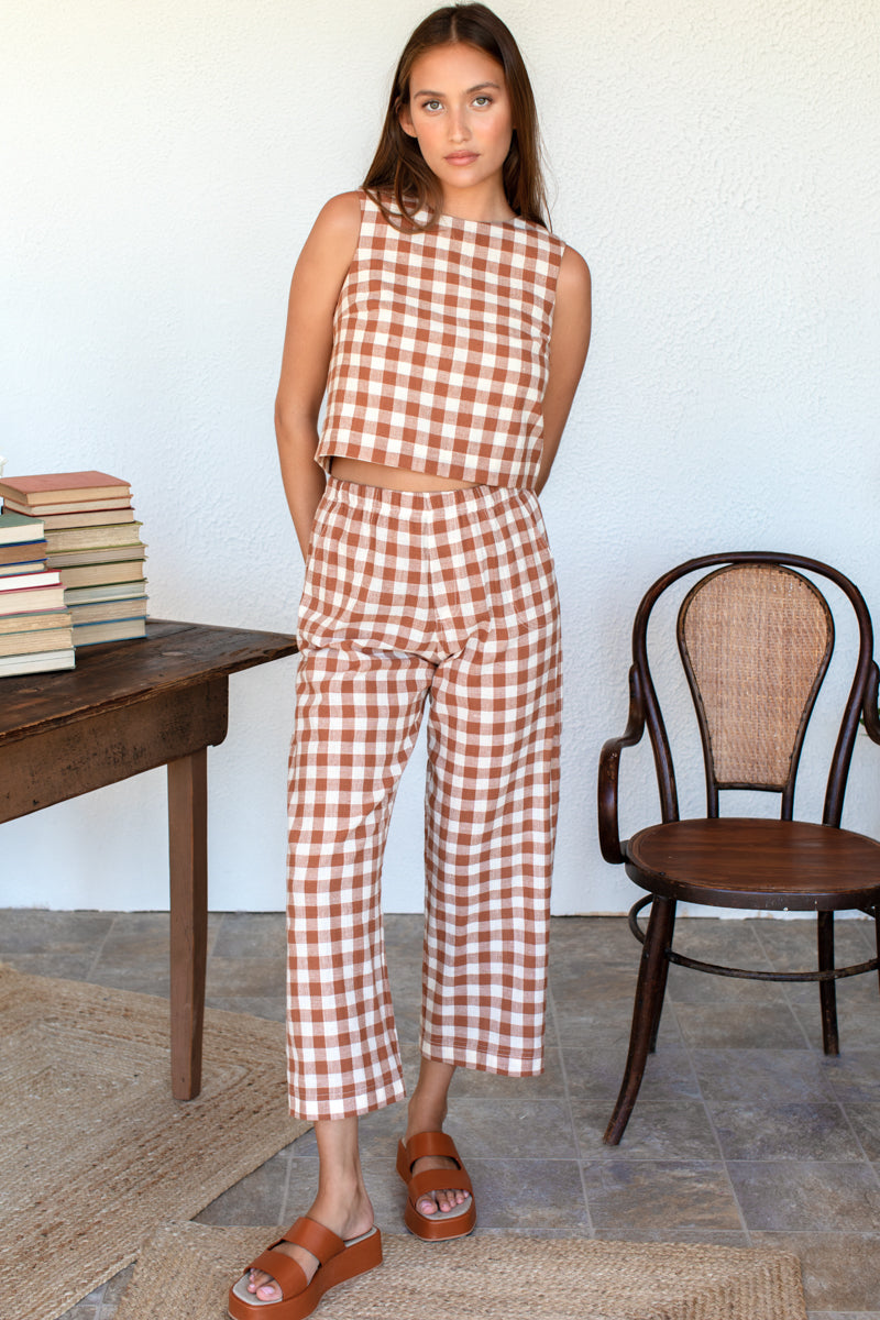 Studio Boxy Pant - Handloom Gingham Rust