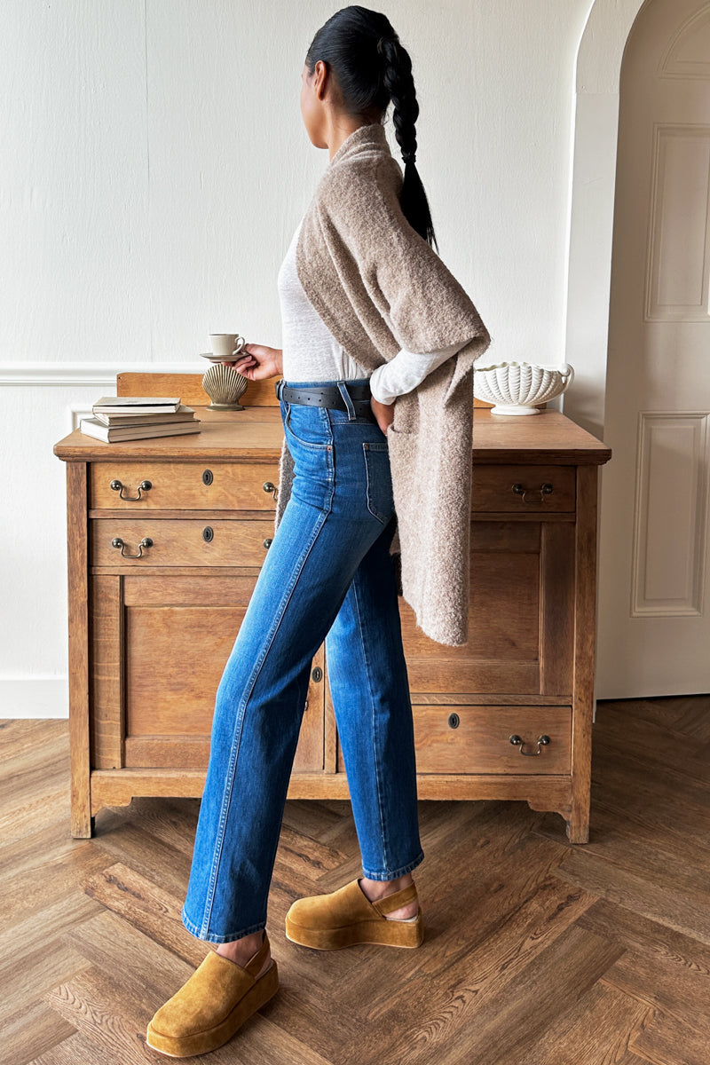 Platform Buckle Slingback - Camel Suede