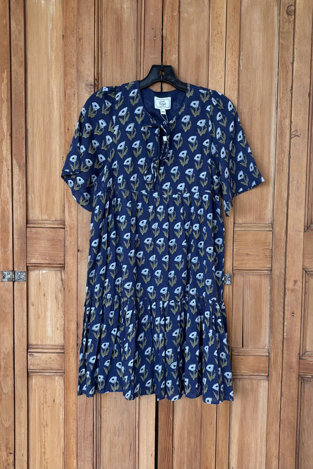 Isla Dress 2 - Pressed Poppies Blue Indigo Organic