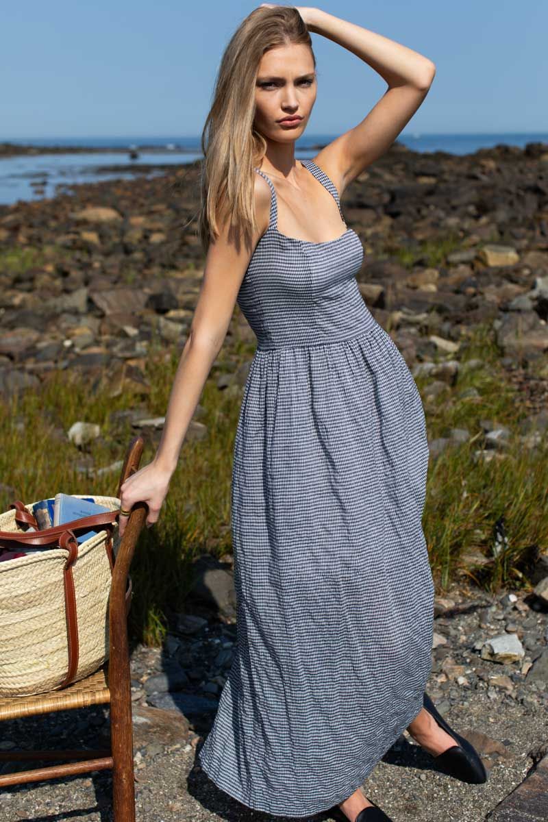 Jour Maxi Dress - Navy Gingham