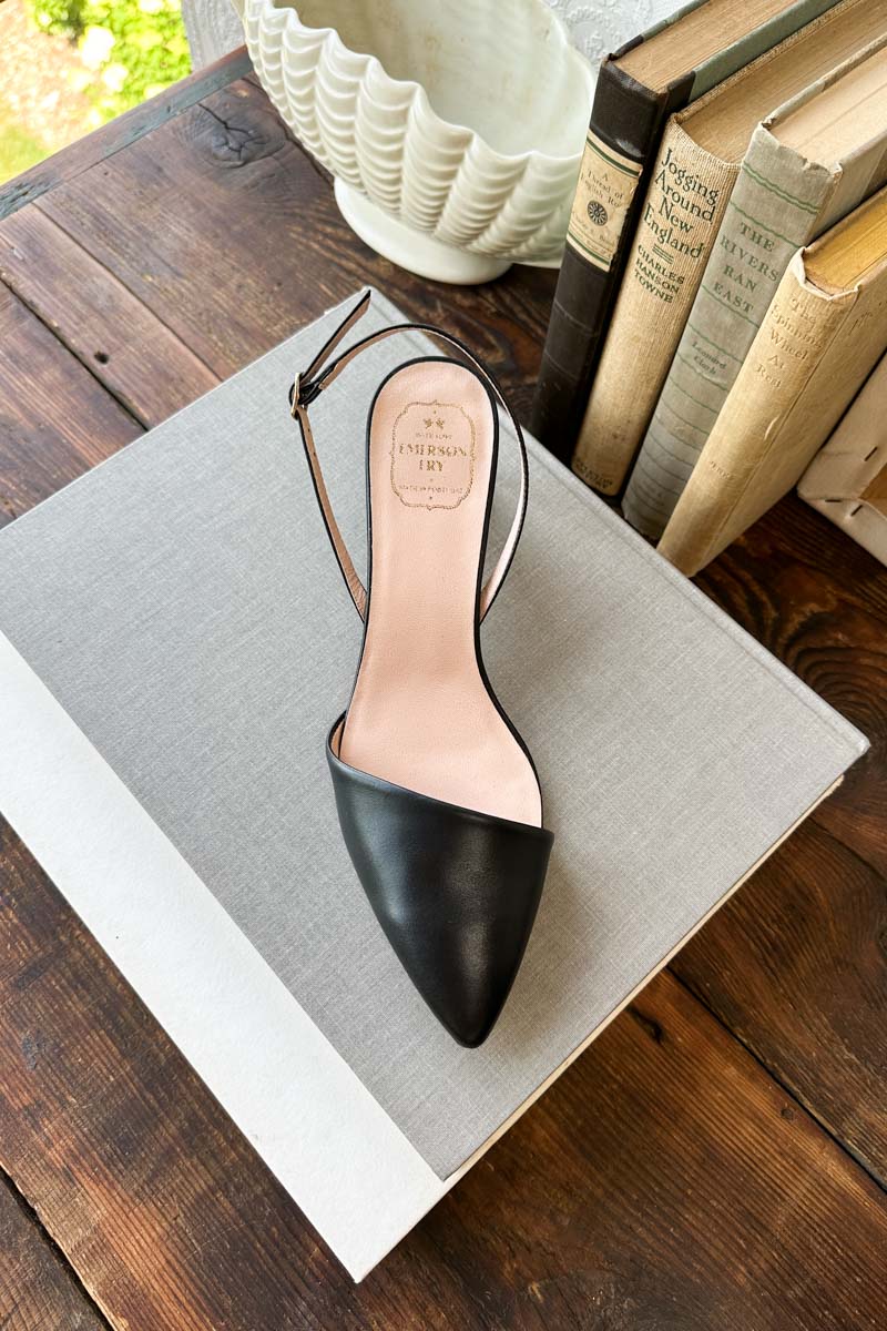 Frankie Angled Slingback Black Leather Emerson Fry