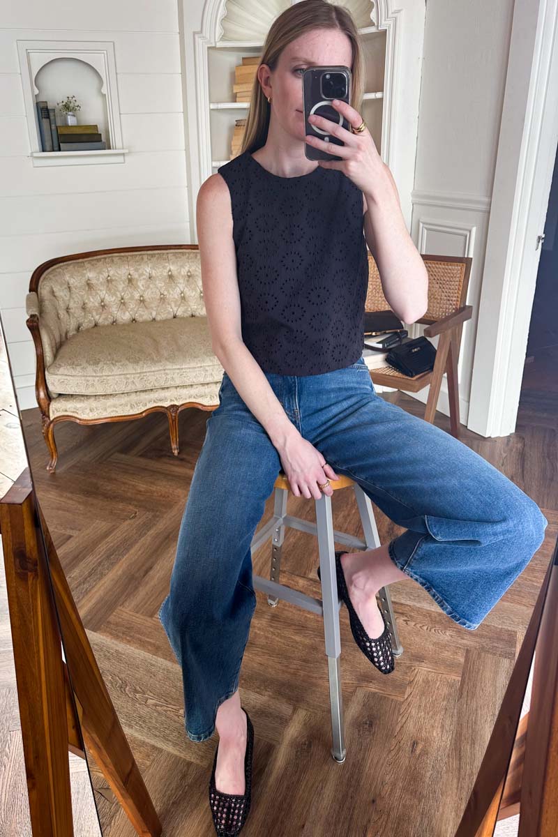 Studio Boxy Top - Midnight Eyelet