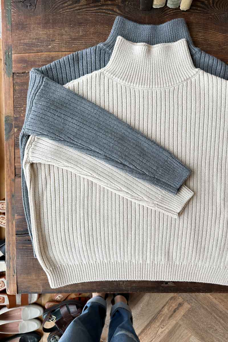 Carolyn Funnel Neck Sweater - French Grey Melange