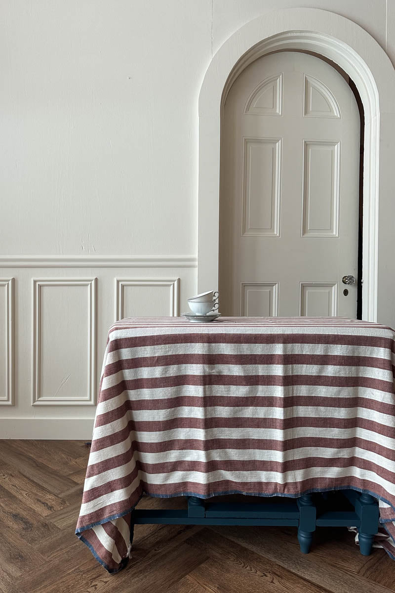 Stripe Tablecloth - Rust