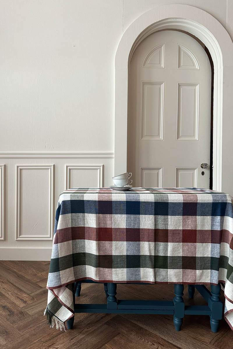 Plaid Tablecloth - Rust + Indigo