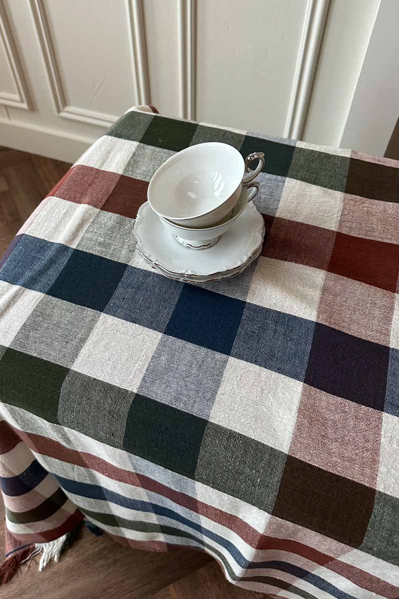 Plaid Tablecloth - Rust + Indigo