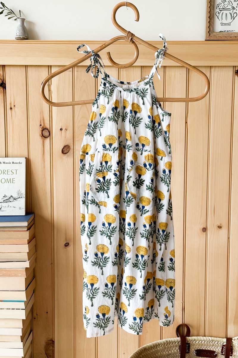 Little Fry Sunshine Dress - Big Marigolds White Organic