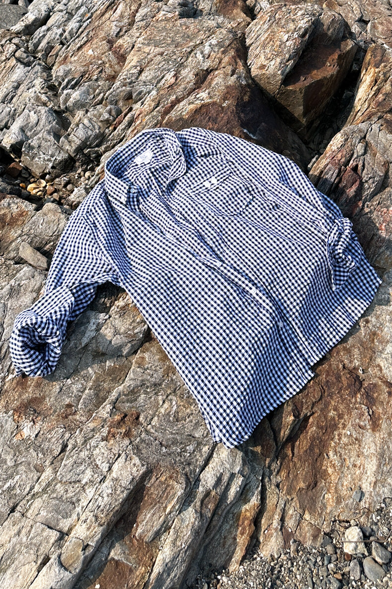 Ryan Shirt - Navy + White Seersucker Check