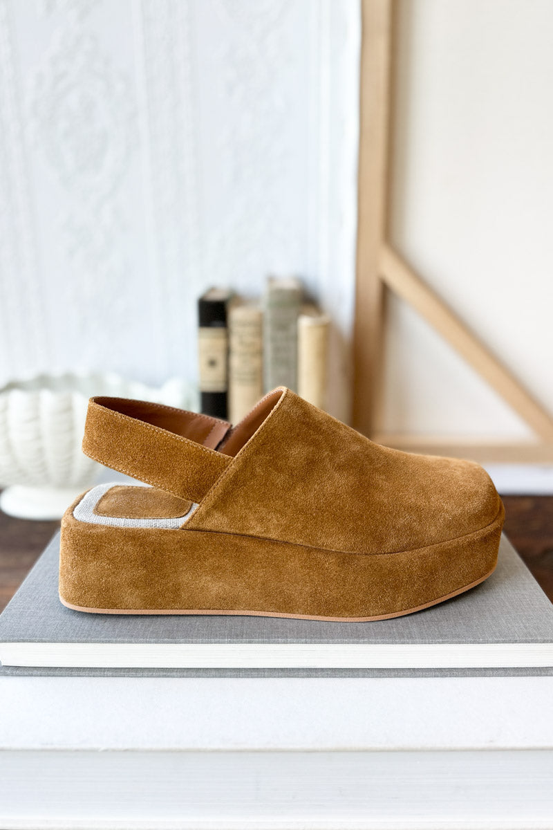 Platform Slingback Camel Suede