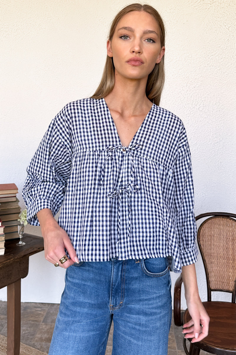 Artist Overshirt - Navy + White Seersucker Check