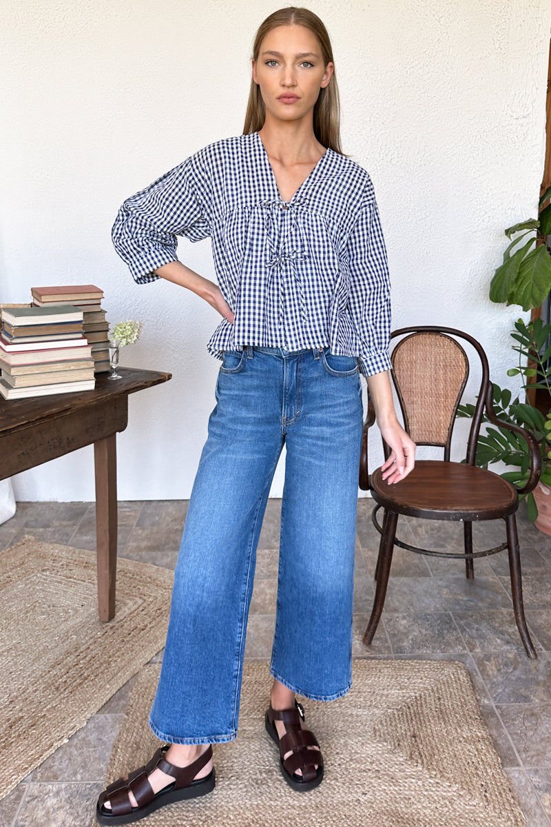 Artist Overshirt - Navy + White Seersucker Check