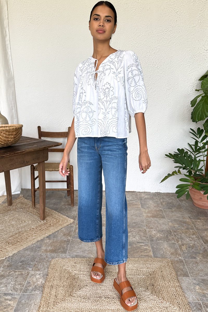 Puff Isla Top - Maeve Outline Indigo