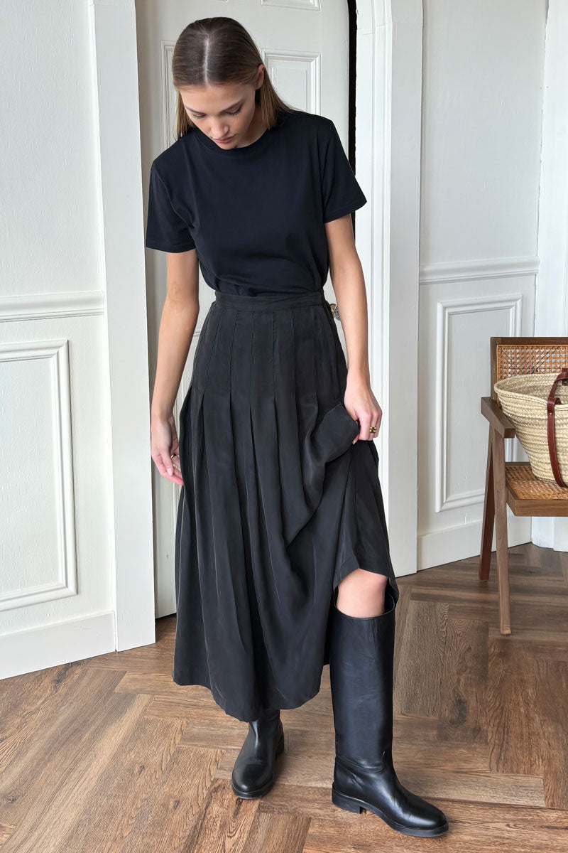 Atelier Pleated Maxi Skirt - Black