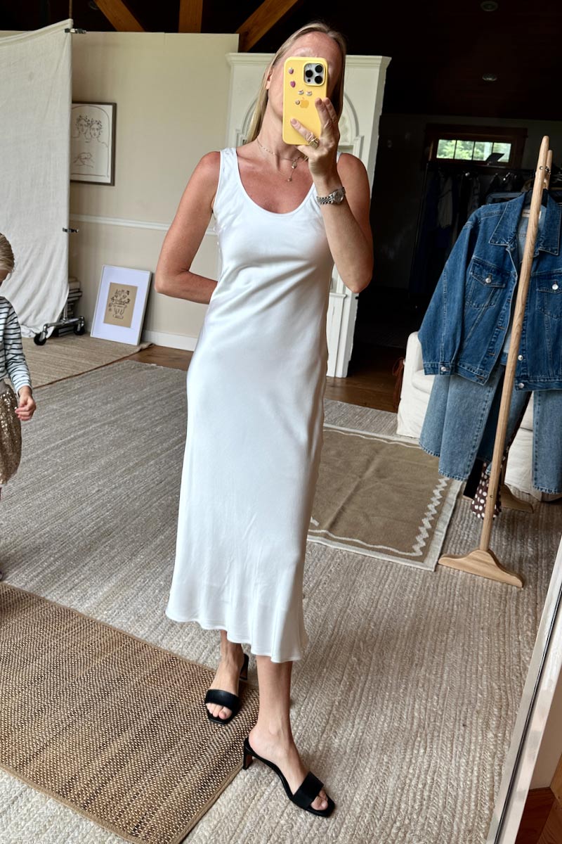 Bias Cut Dress - White Satin Bias Cut Dress - White Satin