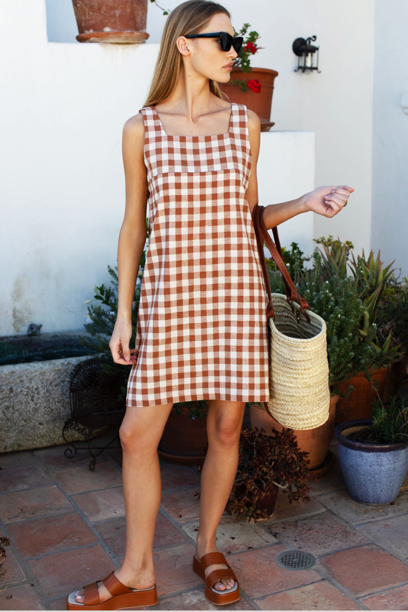 Studio Shift Dress - Handloom Gingham Rust