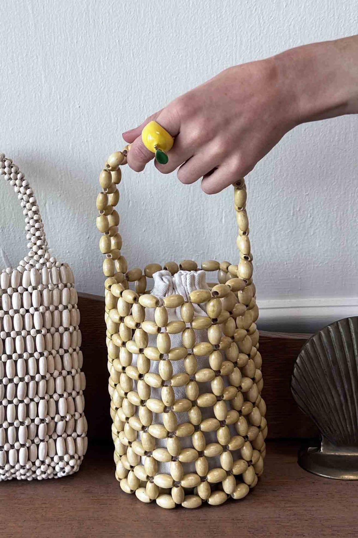 Wood Bead Bag - Honey