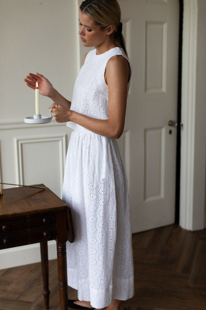 Studio Boxy Top - Salt Eyelet