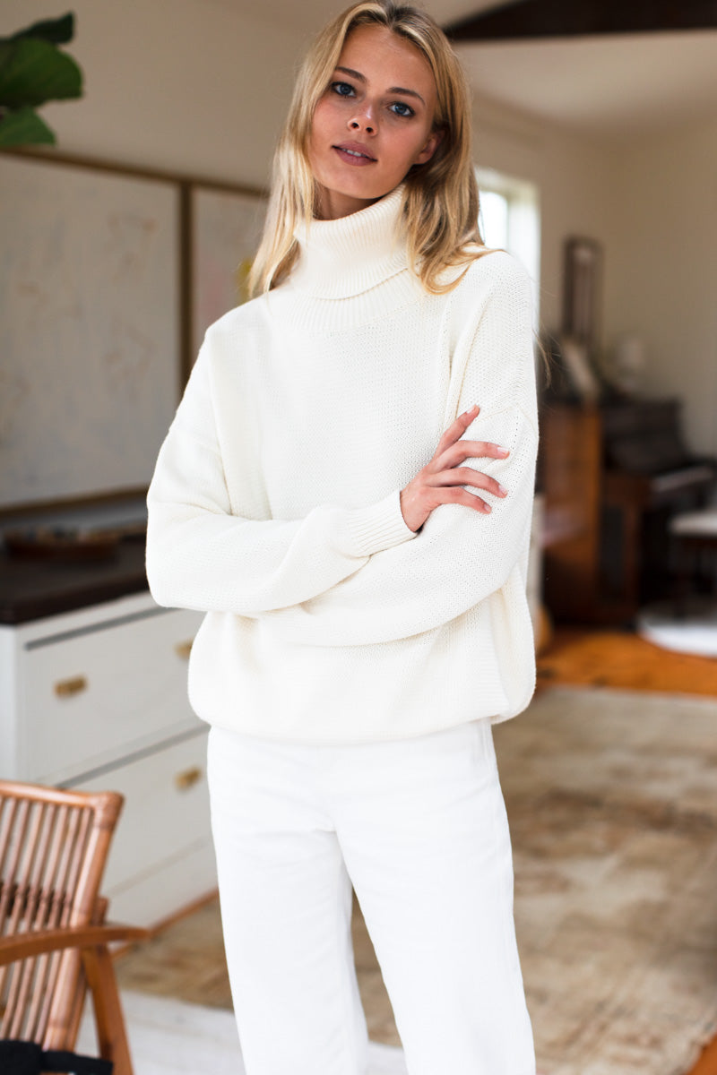 Carolyn Turtleneck Sweater - Ivory Organic - Emerson Fry