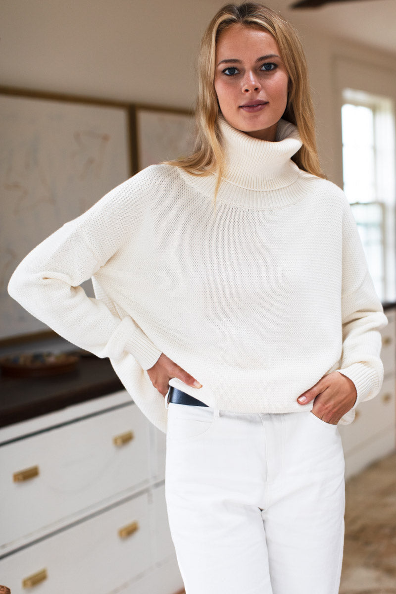 Carol Turtle Neck Sweater  White – Rachelle M. Rustic House Of