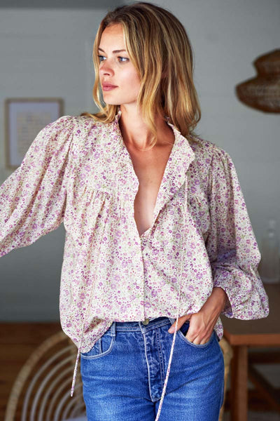 Cecile Blouse - Purple Calico Floral - Emerson Fry