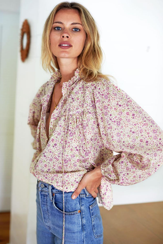 Cecile Blouse - Purple Calico Floral - Emerson Fry