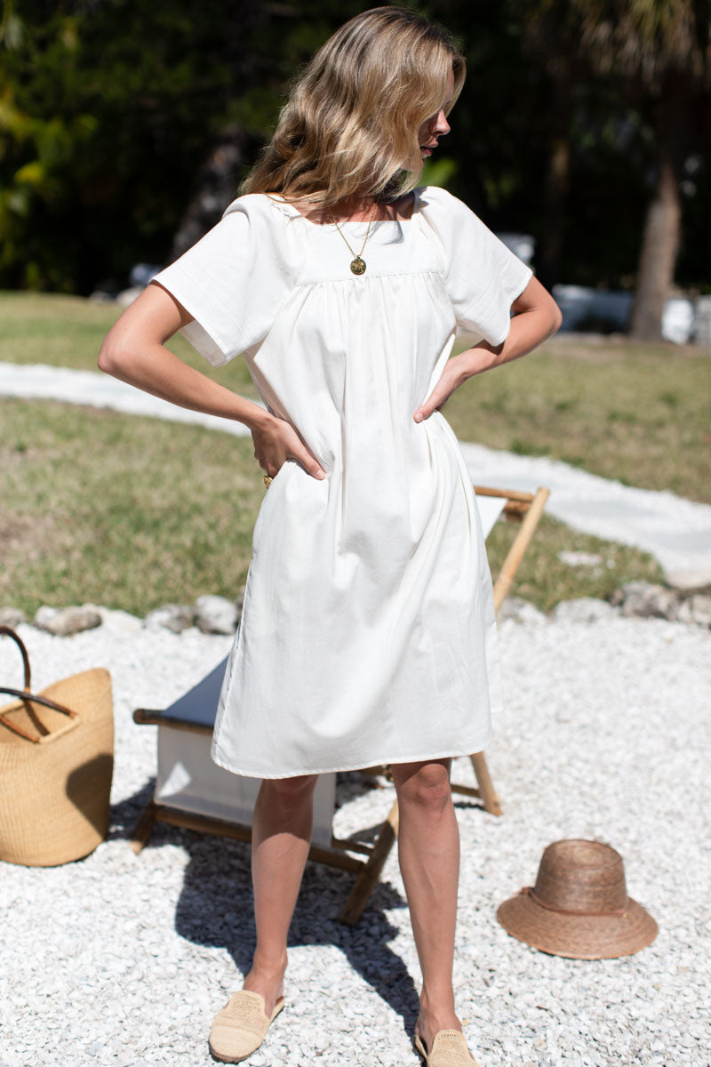 Colette Short Dress - Ivory Organic