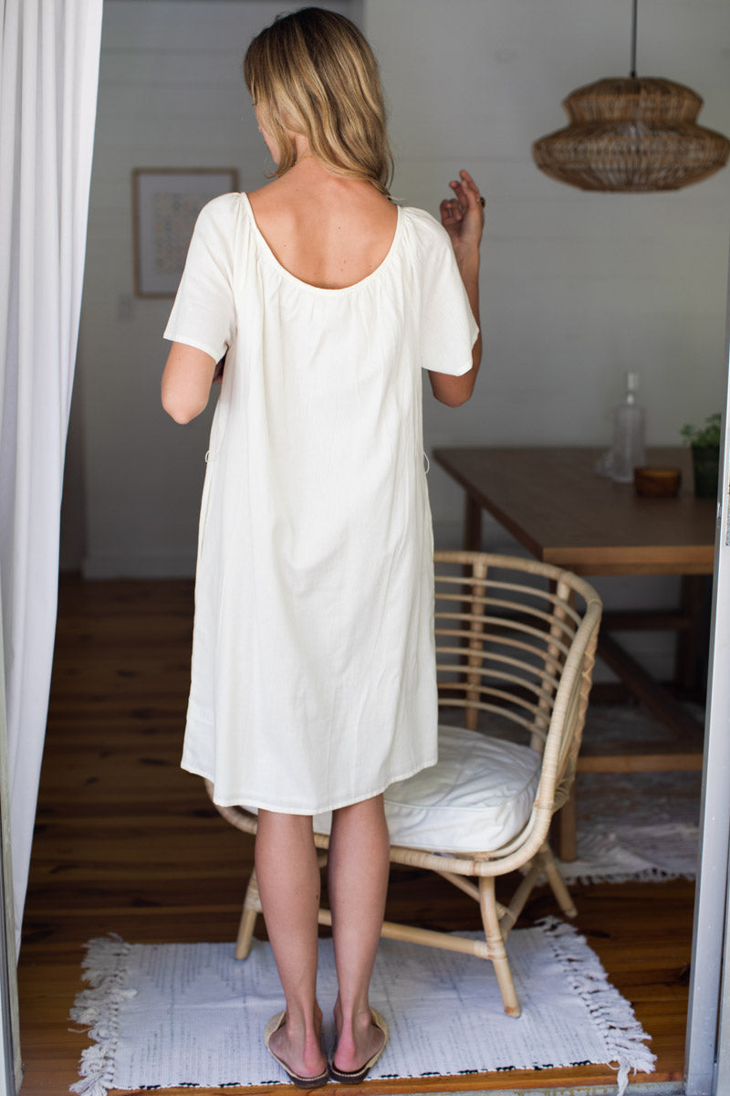 Colette Short Dress - Ivory Organic