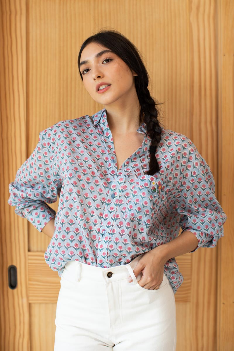 Ryan Shirt - Little Blue + Pink Organic