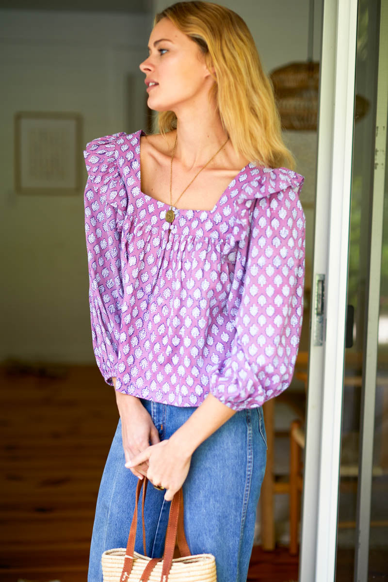 Adelina Blouse - Sisters Purple Orchid Organic