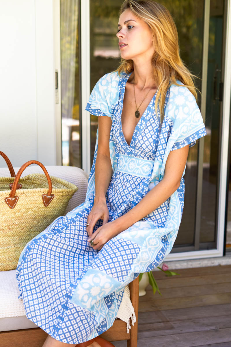 Jasmine Market Dress - Blue Sky Stripe Organic - Emerson Fry