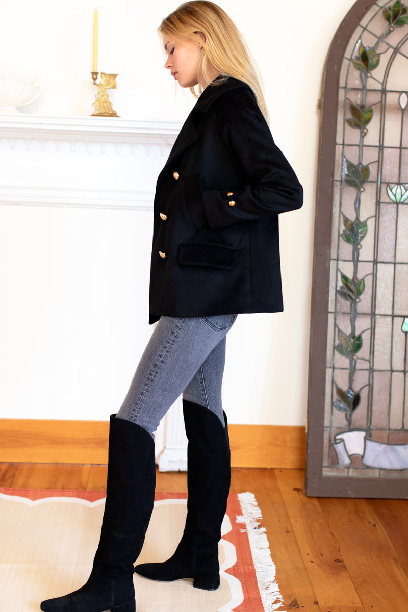 Over The Knee Boot Black Suede - Main Image