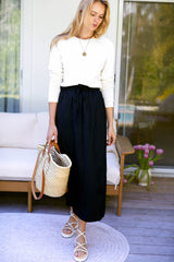 Drawstring Skirt - Black - Emerson Fry